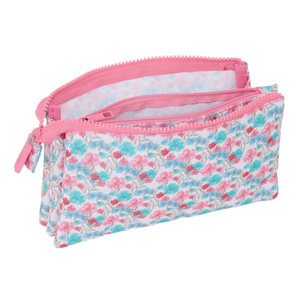 Tredobbelt bæretaske Moos Flores Multifarvet 22 x 12 x 3 cm