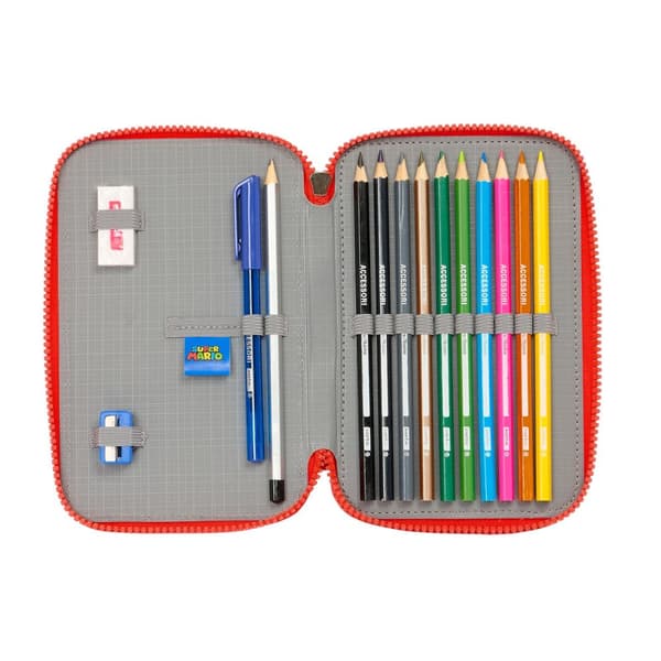 Dobbelt penalhus Super Mario World Marineblå 12.5 x 19.5 x 4 cm 28 Dele