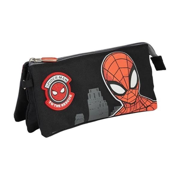 Astuccio - SPIDERMAN - Fodral 3 Fack - Vit - Dragkedja - Barn