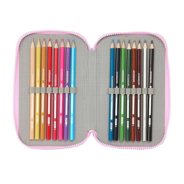 Trippel pennfodral Frozen Cool days Violett Himmelsblå 12,5 x 19,5 x 5,5 cm 36 Delar