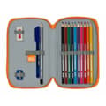 Miniatyrbillede 3 af 4: Dobbelt penalhus Valencia Basket M854 Blå Orange 12.5 x 19.5 x 4 cm (28 Dele)