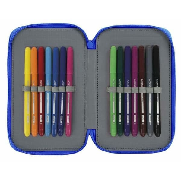 Dobbelt penalhus Real Zaragoza Blå 12.5 x 19.5 x 4 cm (28 Dele)
