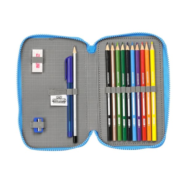 Dobbelt penalhus PJ Masks Blå 12.5 x 19.5 x 4 cm (28 Dele)
