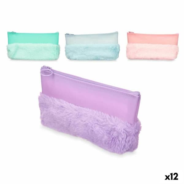 Penalhus Pincello 443 Blå Grøn Lilla Pink 21 x 9 x 3 cm Pomponer (12 enheder)