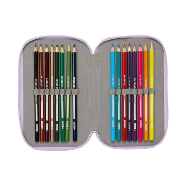 Trippel pennfodral Wish Lila 12.5 x 19.5 x 5.5 cm (36 Delar)