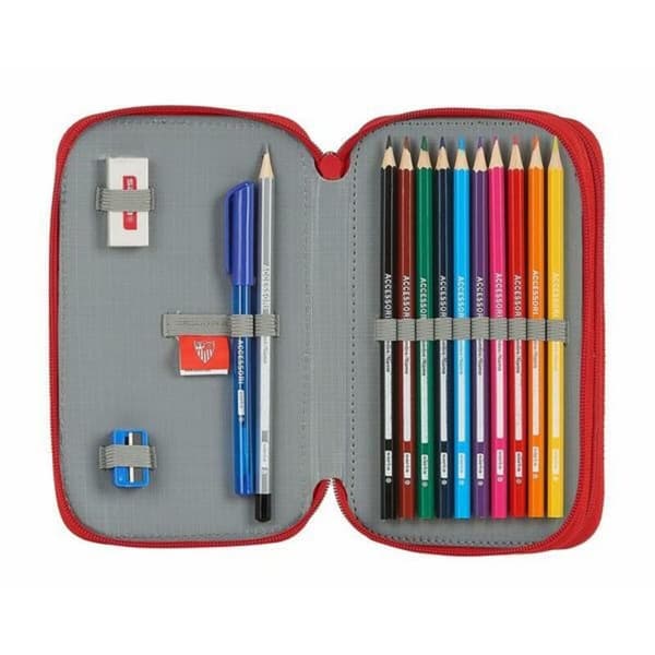 Dobbelt penalhus Sevilla Fútbol Club M854 Rød 12.5 x 19.5 x 4 cm (28 Dele)