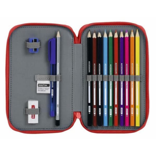 Dobbelt penalhus Real Sporting de Gijón Rød 12.5 x 19.5 x 4 cm (28 Dele)