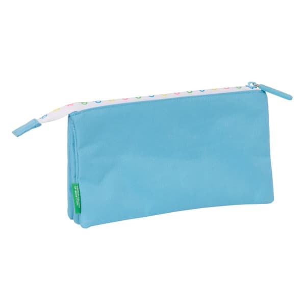 Tredobbelt bæretaske Benetton Spring Himmelblå 22 x 12 x 3 cm