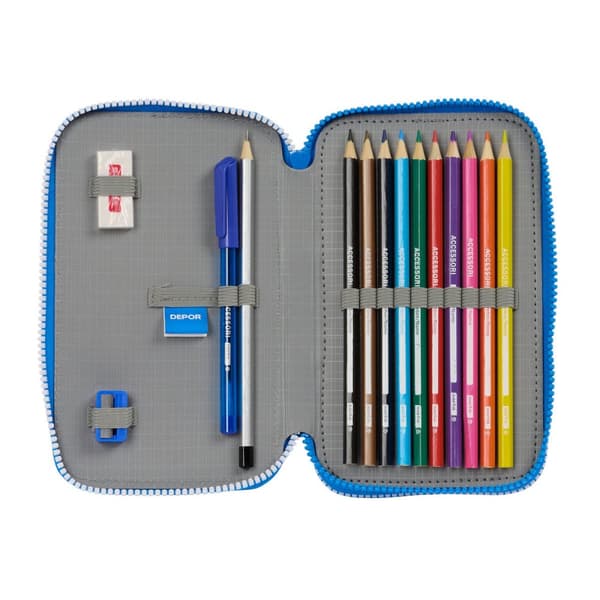 Dobbelt penalhus R. C. Deportivo de La Coruña Blå 12.5 x 19.5 x 4 cm (28 Dele)
