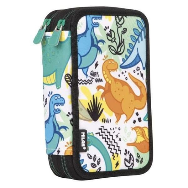 Dobbelt penalhus Milan Dinosaurer 19,5 x 13 x 5 cm