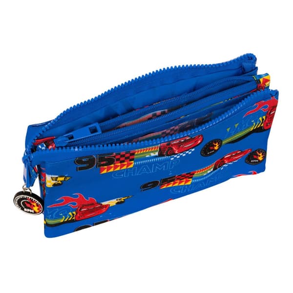 Tredobbelt bæretaske Cars Race ready Blå 22 x 12 x 3 cm