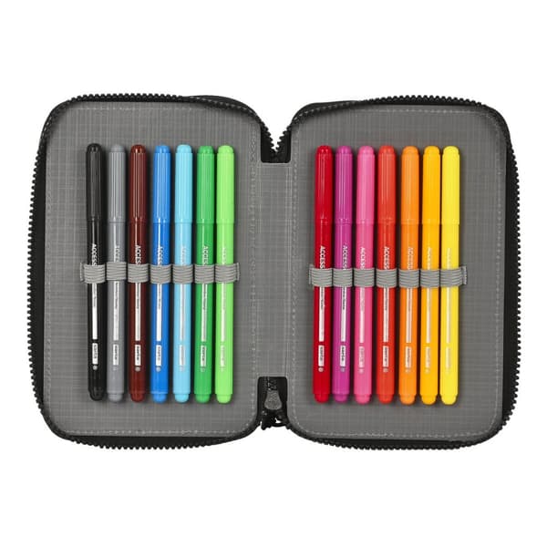 Pennal med tilbehør Paul Frank Campers Svart 12.5 x 19.5 x 4 cm (28 Deler)