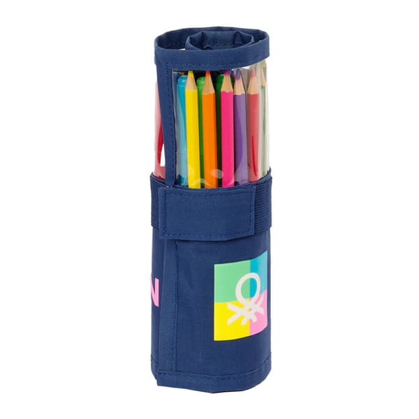 Pennal Benetton Cool Marineblå 7 x 20 x 7 cm Roll-up 27 Deler