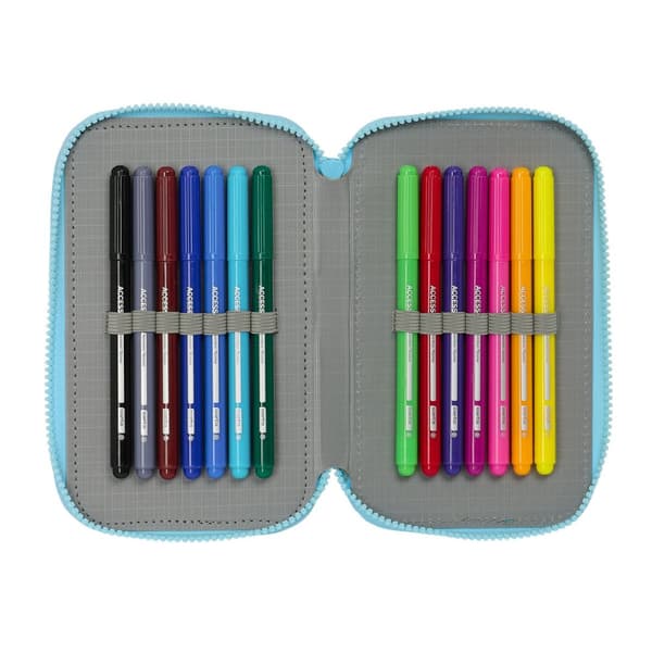 Trippel Pennal Bluey Himmelblå 12,5 x 19,5 x 5,5 cm 36 Deler
