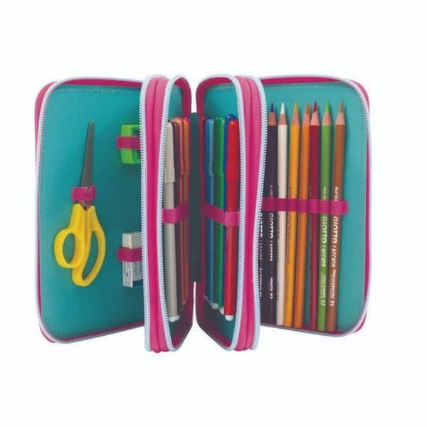 Mallette triple skola - GIOCHI PREZIOSI - GOPOP - Rosa - 18 kritor - 18 markörer