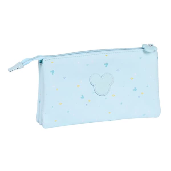 Tredubbel Carry-all Mickey Mouse Clubhouse Baby Ljusblå (22 x 12 x 3 cm)