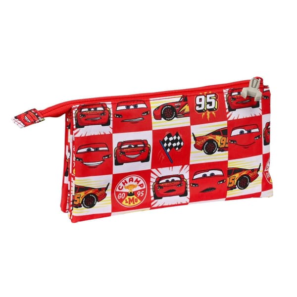 Tredubbel Carry-all Cars Let's race Röd Vit (22 x 12 x 3 cm)