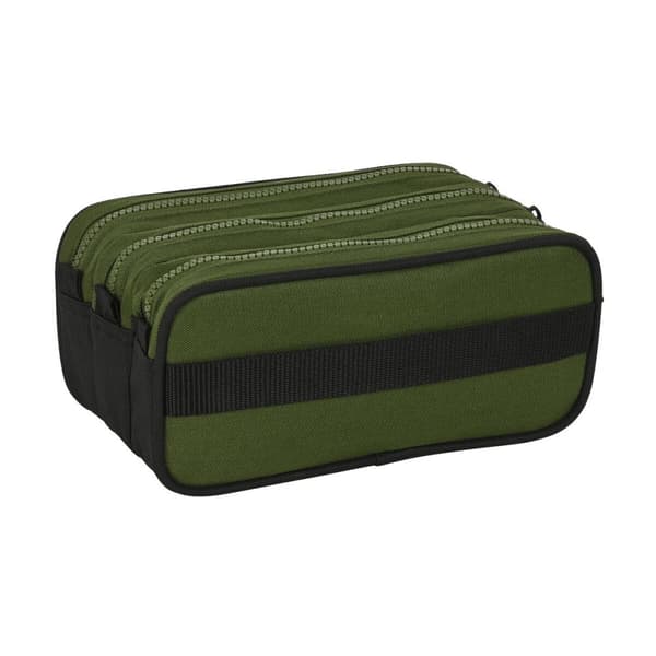 Tredubbel Carry-all Safta Dark forest Svart Grön 21,5 x 10 x 8 cm
