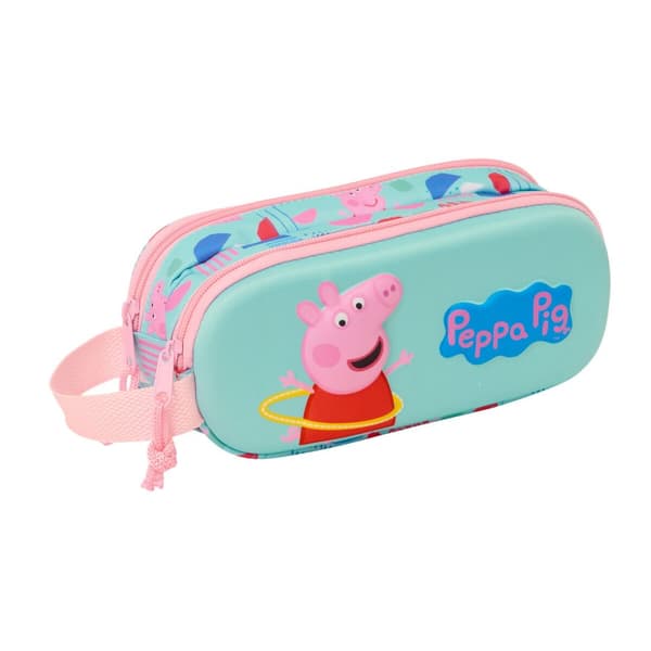Dobbelt carry-all Peppa Pig Grøn Pink 21 x 8 x 6 cm 3D