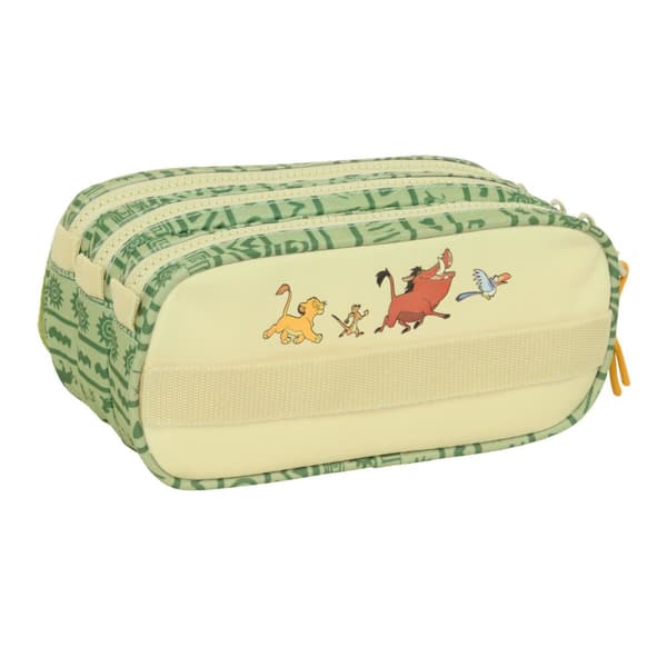 Tredobbelt bæretaske Mufasa Grøn Beige 21,5 x 10 x 8 cm
