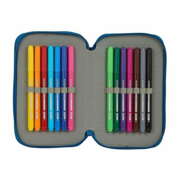 Dubbelt pennfodral BlackFit8 M854 Mörkblå 12.5 x 19.5 x 4 cm (28 Delar)