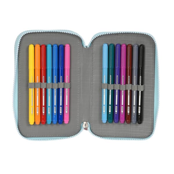 Dobbelt penalhus Moos Garden Turkisblå 12.5 x 19.5 x 4 cm (28 Dele)