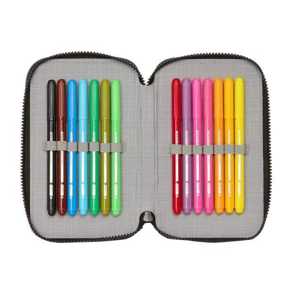 Dobbelt penalhus Paul Frank Join the fun Sort 12.5 x 19.5 x 4 cm (28 Dele)