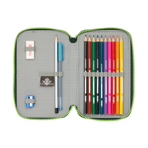 Dobbelt penalhus Real Betis Balompié Grøn 12.5 x 19.5 x 4 cm 28 Dele
