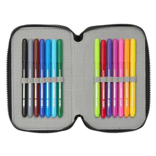 Tredobbelt Penalhus Teenage Mutant Ninja Turtles Sort Grå 12,5 x 19,5 x 5,5 cm 36 Dele