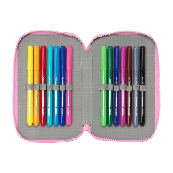 Dobbelt penalhus Gabby's Dollhouse Party Pink 12.5 x 19.5 x 4 cm 28 Dele