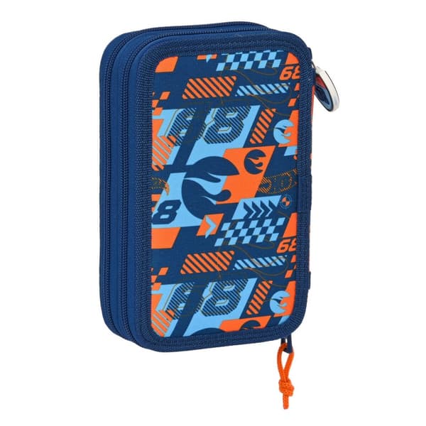 Koululaisen penaali lisätarvikkeilla Hot Wheels Speed club Oranssi Laivastonsininen 12.5 x 19.5 x 4 cm (28 Kappaletta)