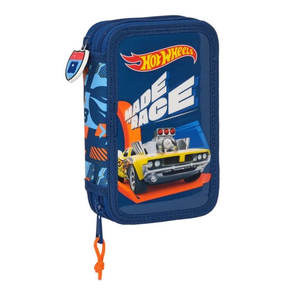 Koululaisen penaali lisätarvikkeilla Hot Wheels Speed club Oranssi Laivastonsininen 12.5 x 19.5 x 4 cm (28 Kappaletta)