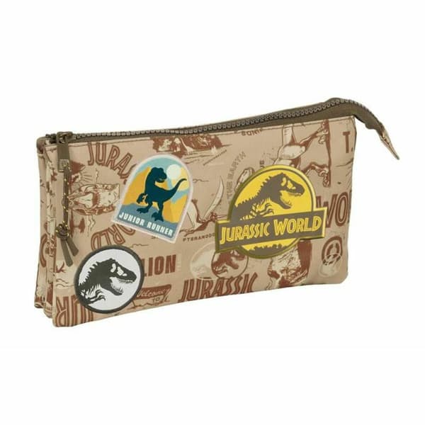 Tredobbelt bæretaske Jurassic World Beige 22 x 12 x 3 cm