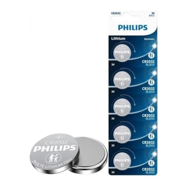 Knappbatteri - Philips - CR2032 - Litium - 3V - 5 enheter
