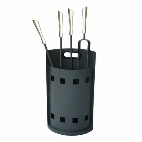 Eldstadsaccessoarer - DKD Home Decor - Rostfritt stål - Svart - 25 x 16 x 62 cm - Set om 4