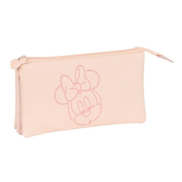 Pennskrin - SAFTA - Minnie Mouse - Rosa - 3 fack - Dragkedja