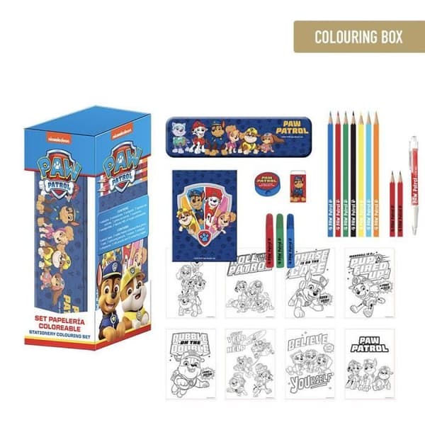 PAW Patrol Coloring Kit - Innehåller markörer, akvarellfärg och färgpennor, pennfodral och anteckningsbok för ritning