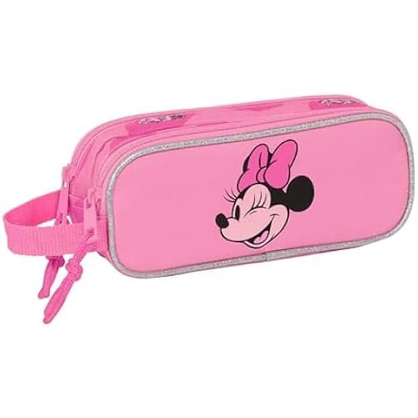 Minnie Mouse Loving dubbelt pennfodral - SAFTA - Rosa - Disney-licens - För barn - Syntetmaterial