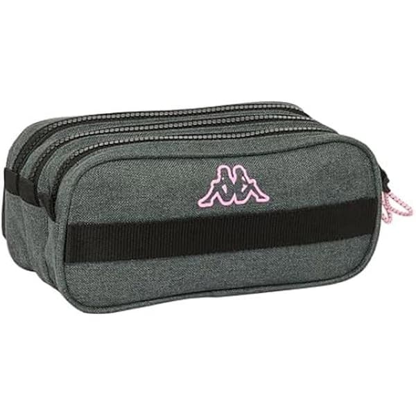 Kappa stor storlek trippel pennfodral - SAFTA - Silverrosa - Rosa - Syntet - Blandat