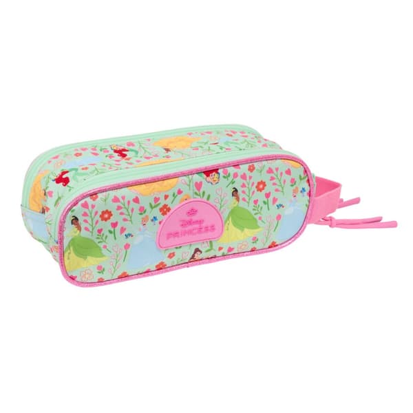 Dobbelt carry-all Disney Princess Bloom Grøn Pink 21 x 8 x 6 cm