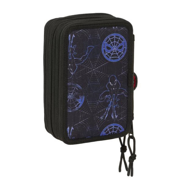 Koululaisen penaali lisätarvikkeilla Spider-Man Attack Musta 12,5 x 19,5 x 5,5 cm 37 Kappaletta
