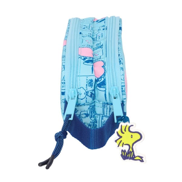 Dobbelt carry-all Snoopy Love Lyseblå 21 x 8 x 6 cm