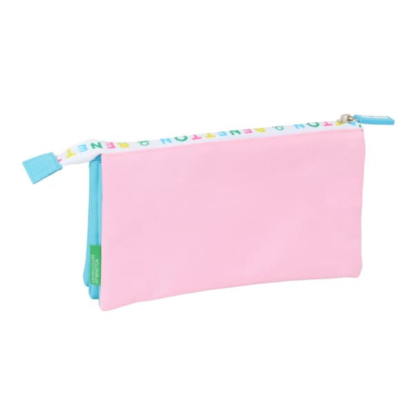 Tredobbelt bæretaske Benetton Unique Pink Turkisblå 22 x 12 x 3 cm