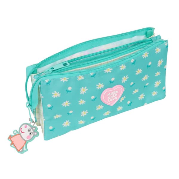 Tredobbelt bæretaske Peppa Pig Pretty flowers Gul Mint 22 x 12 x 3 cm