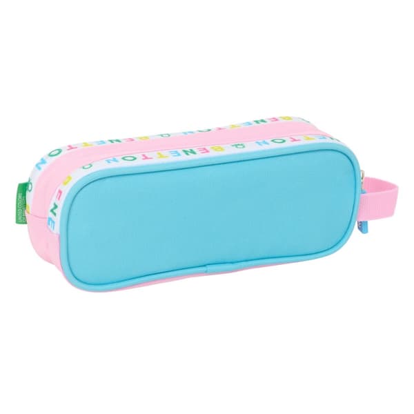 Dobbelt carry-all Benetton Unique Pink Turkisblå 21 x 8 x 6 cm