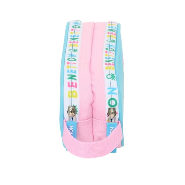 Dobbelt carry-all Benetton Unique Pink Turkisblå 21 x 8 x 6 cm