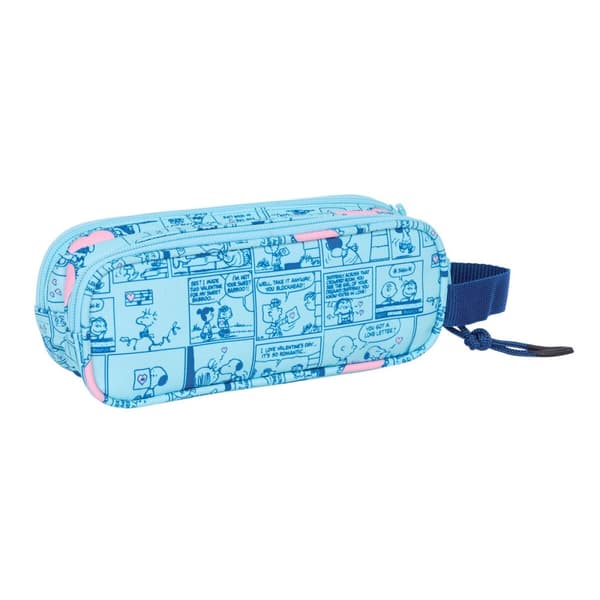 Dobbelt carry-all Snoopy Love Lyseblå 21 x 8 x 6 cm
