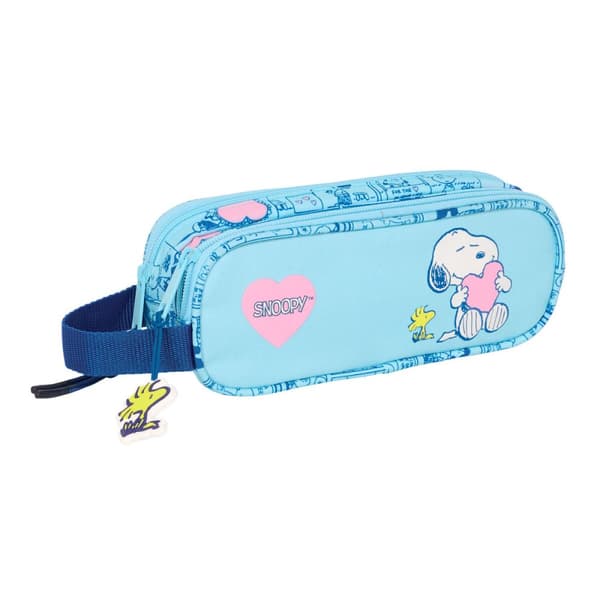 Dobbelt carry-all Snoopy Love Lyseblå 21 x 8 x 6 cm