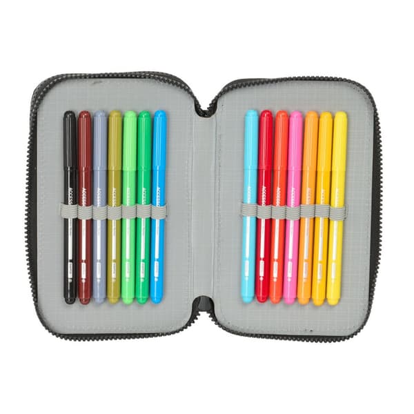 Pennal med tilbehør Munich Topo Svart 12.5 x 19.5 x 4 cm 29 Deler