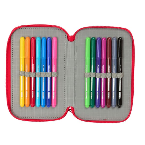 Tredobbelt Penalhus Hello Kitty Iconic Hvid Rød 12,5 x 19,5 x 5,5 cm 37 Dele